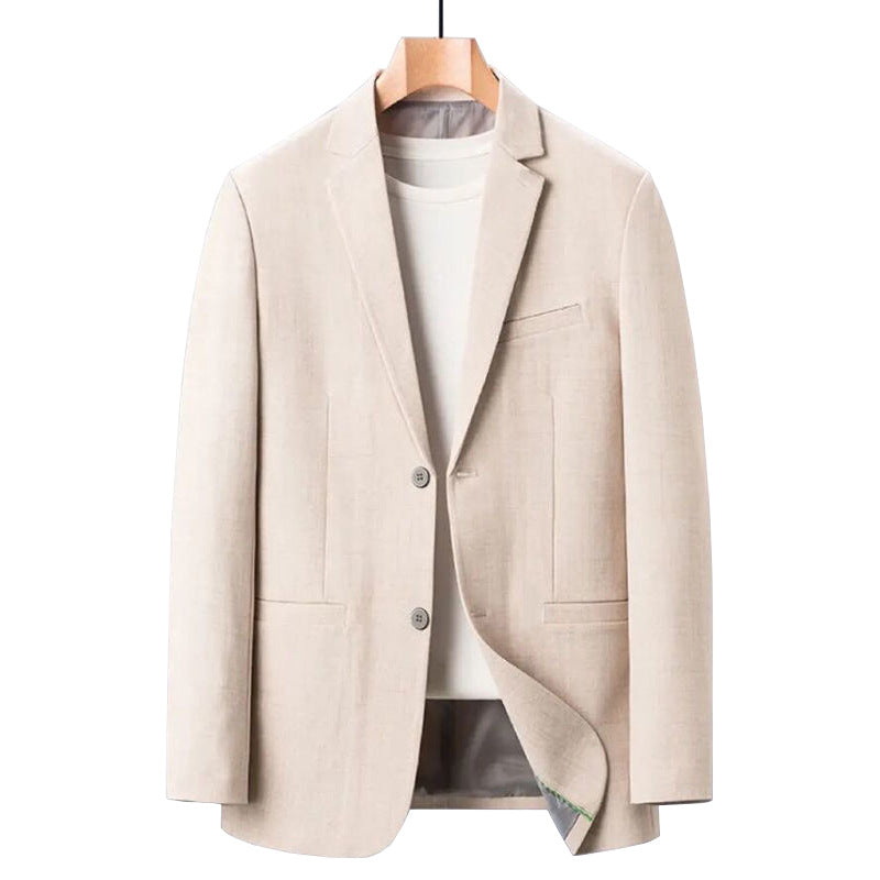 Men Slim Fit Linen Blend Solid Color Casual Suits
