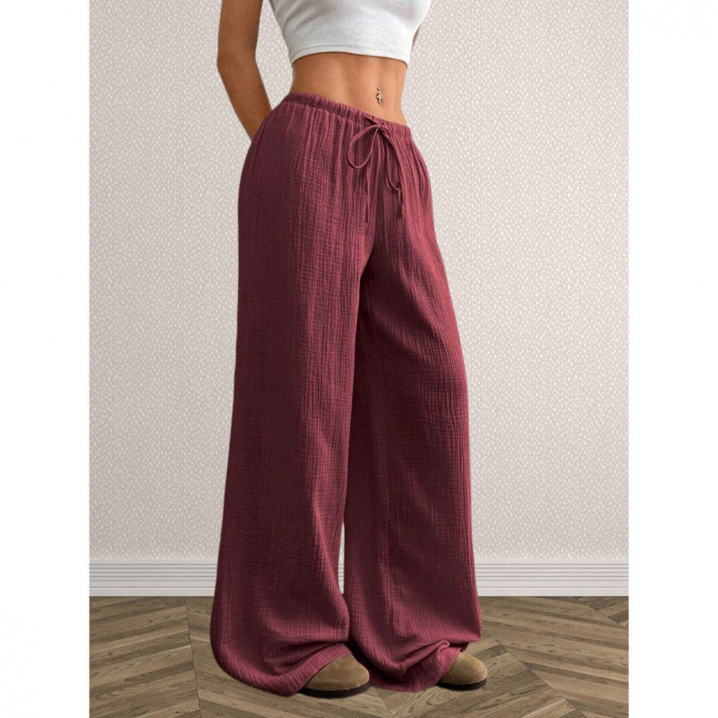 Womens Cotton Linen Wide Leg Pants