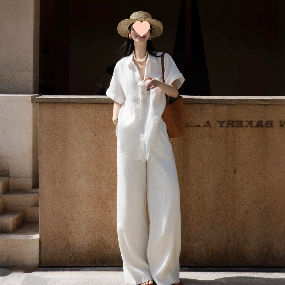 Women's Linen Shirt and Pants Set