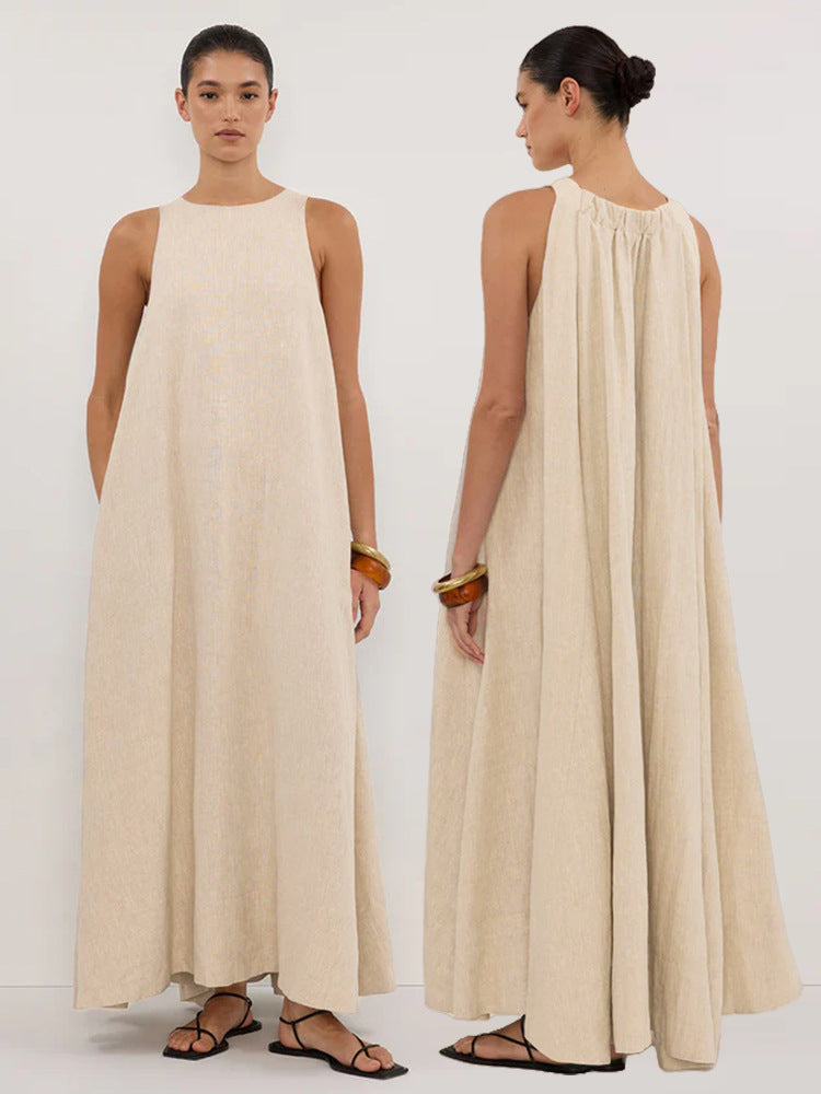 Linen-blend dress
