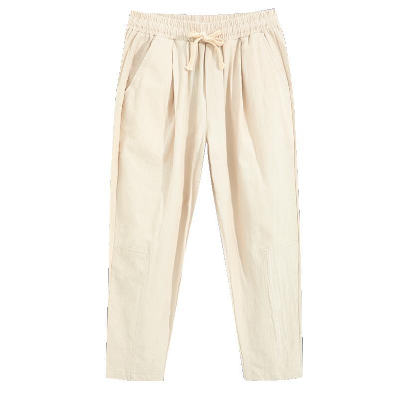 Mens Cotton Linen Cropped Pants