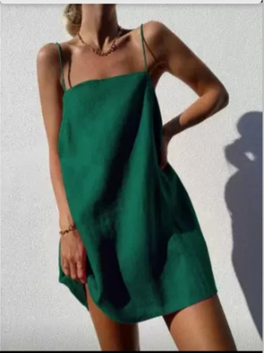 Bohemian Cotton Linen Pocket Dress