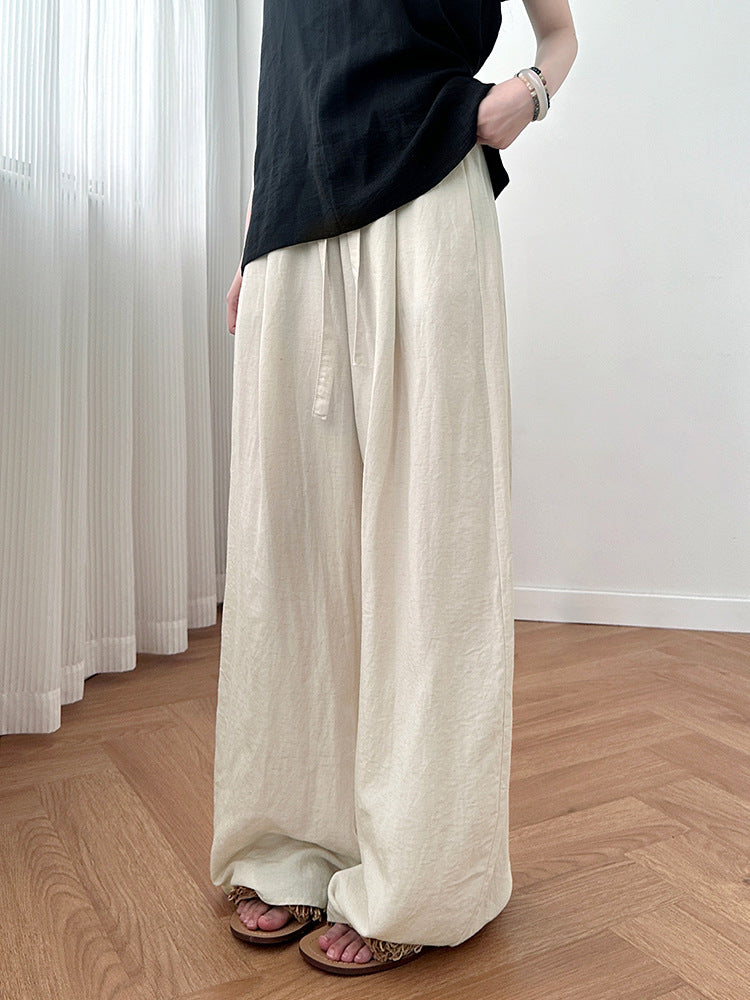 High-Waisted Linen Wide-Leg Pants
