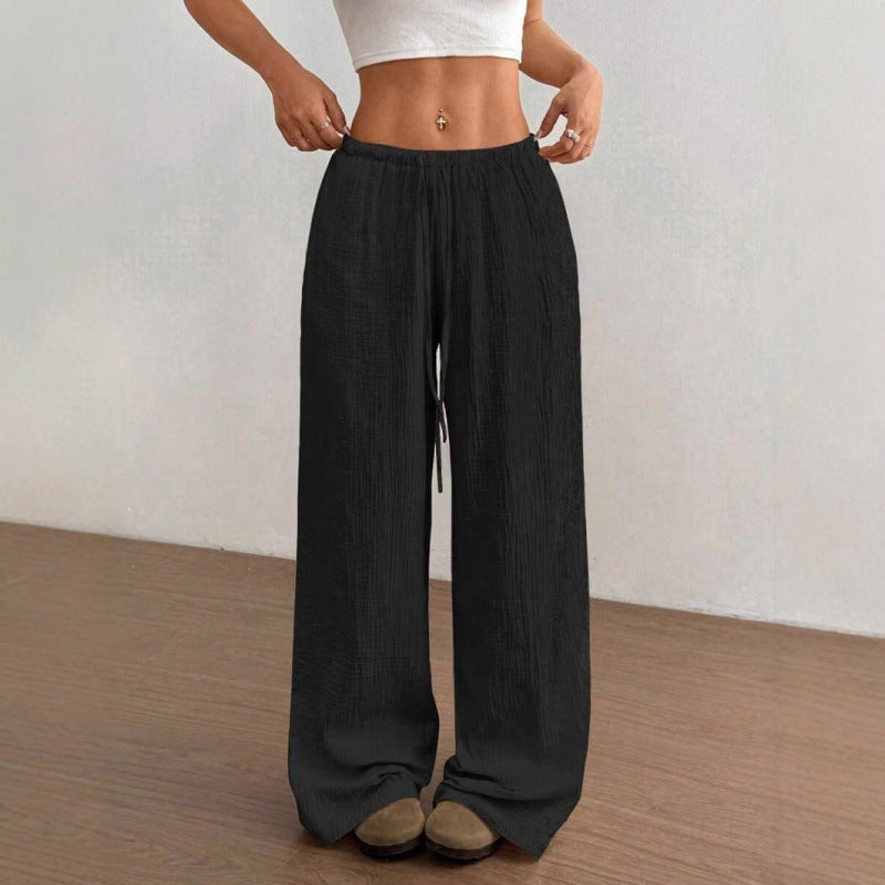Womens Cotton Linen Wide Leg Pants