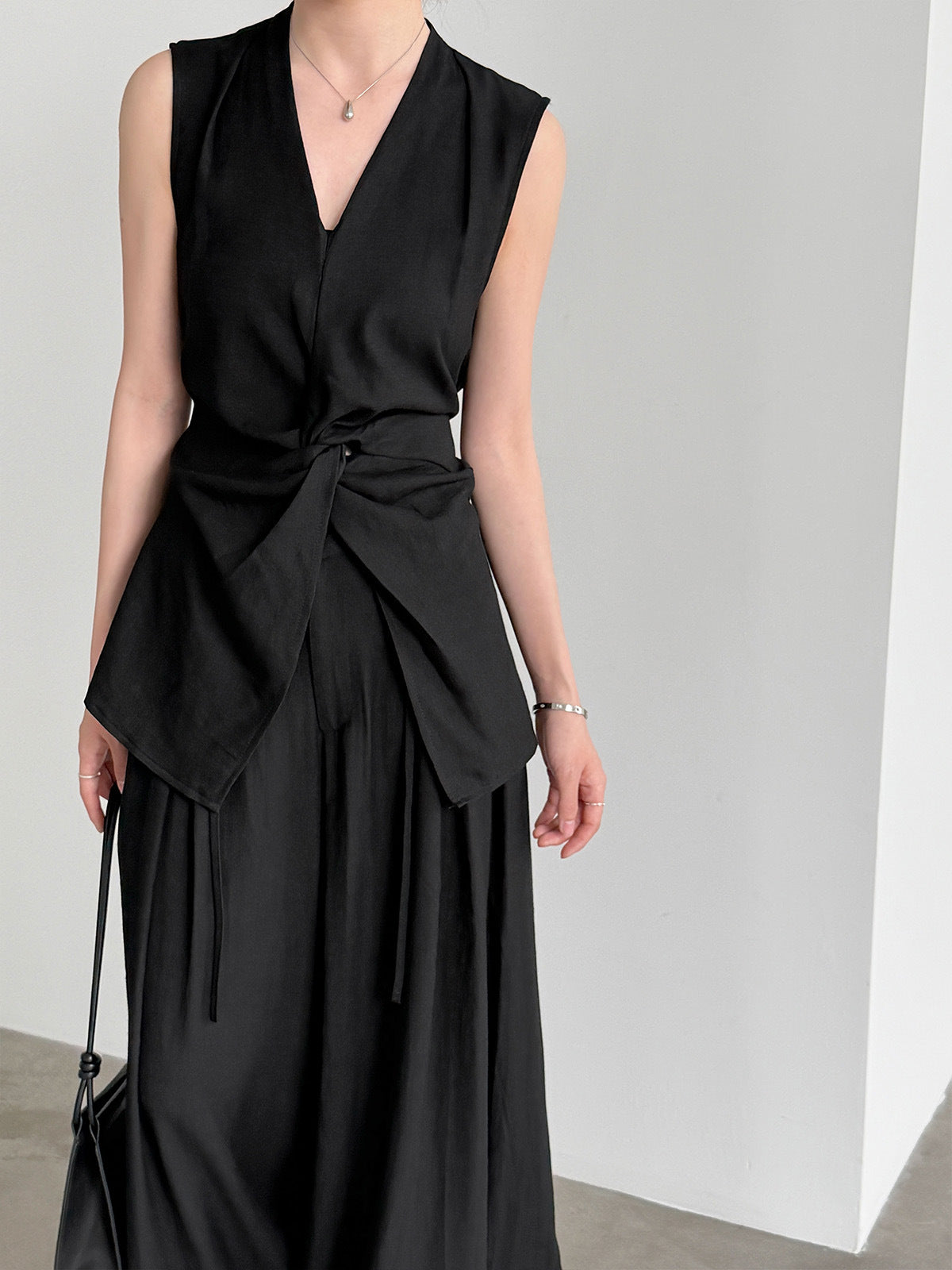Women's Linen Vest and Wide-Leg Pants Set