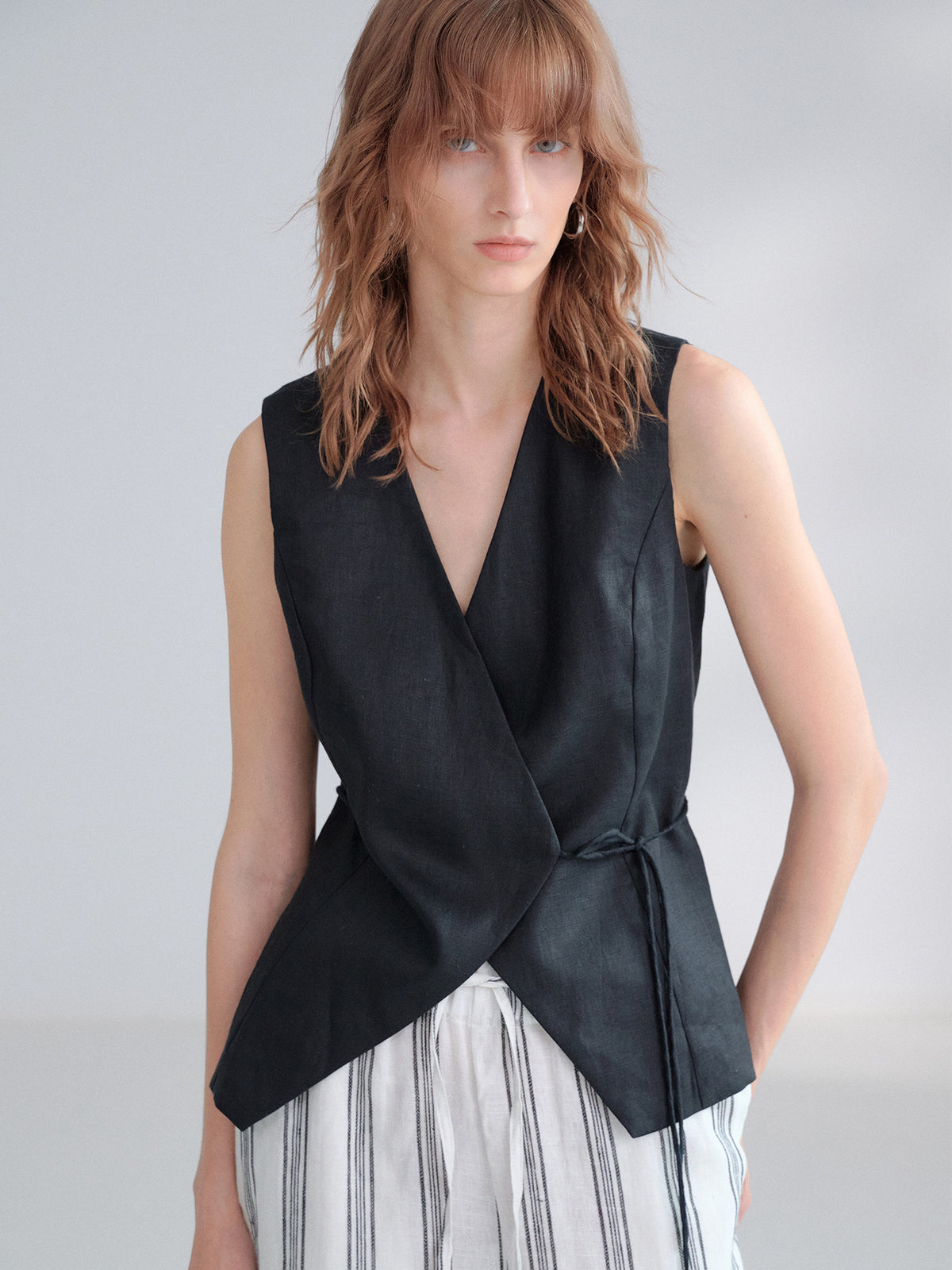 Summer French Simple Commuter Waist-Cinching Linen Vest