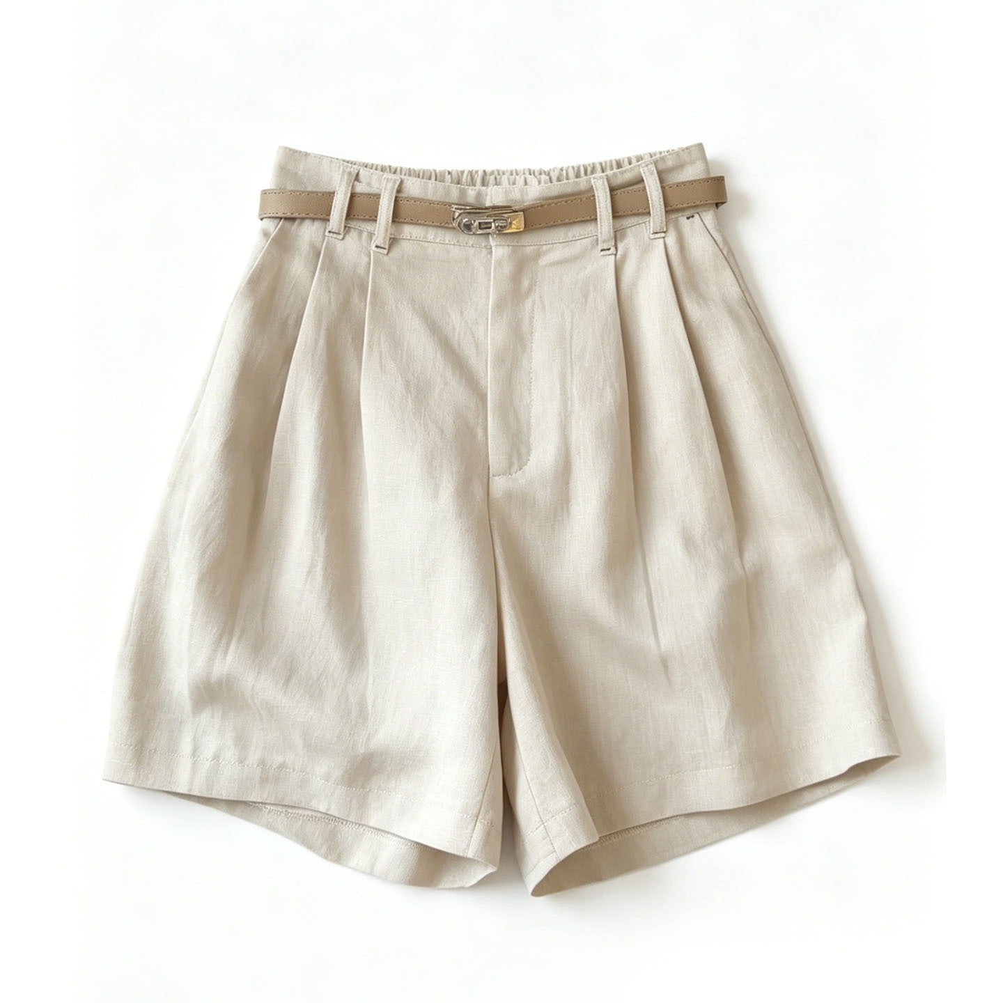 Women's Cotton Linen High Waist Wide Leg Shorts