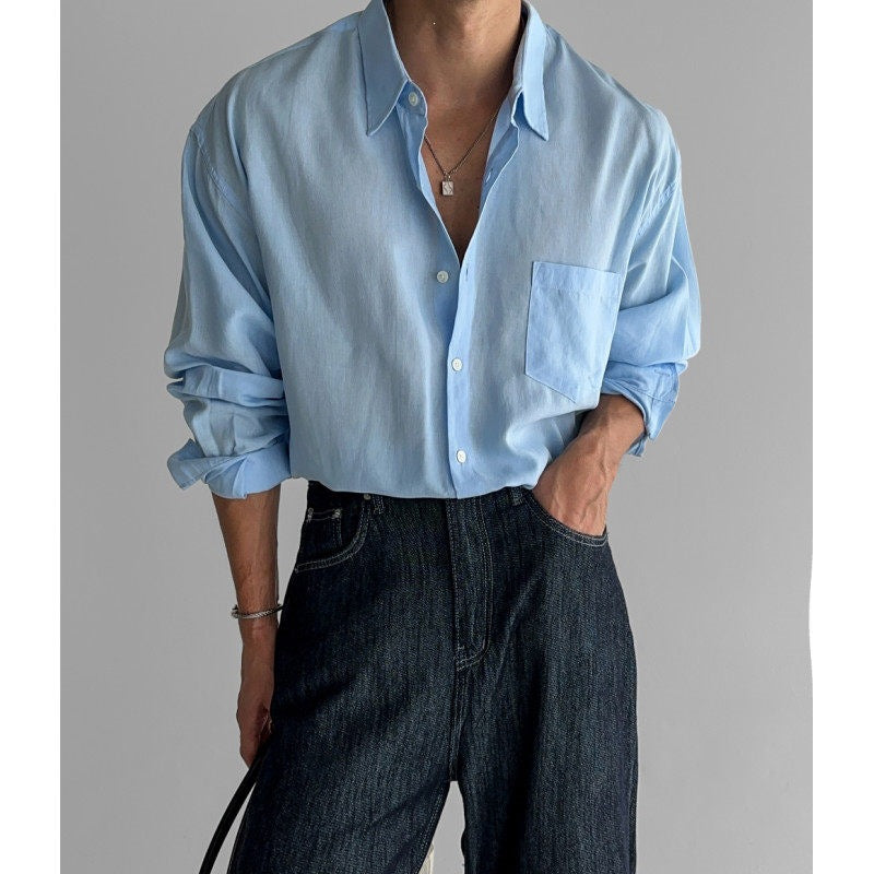 Mens Casual Linen Cotton Shirt