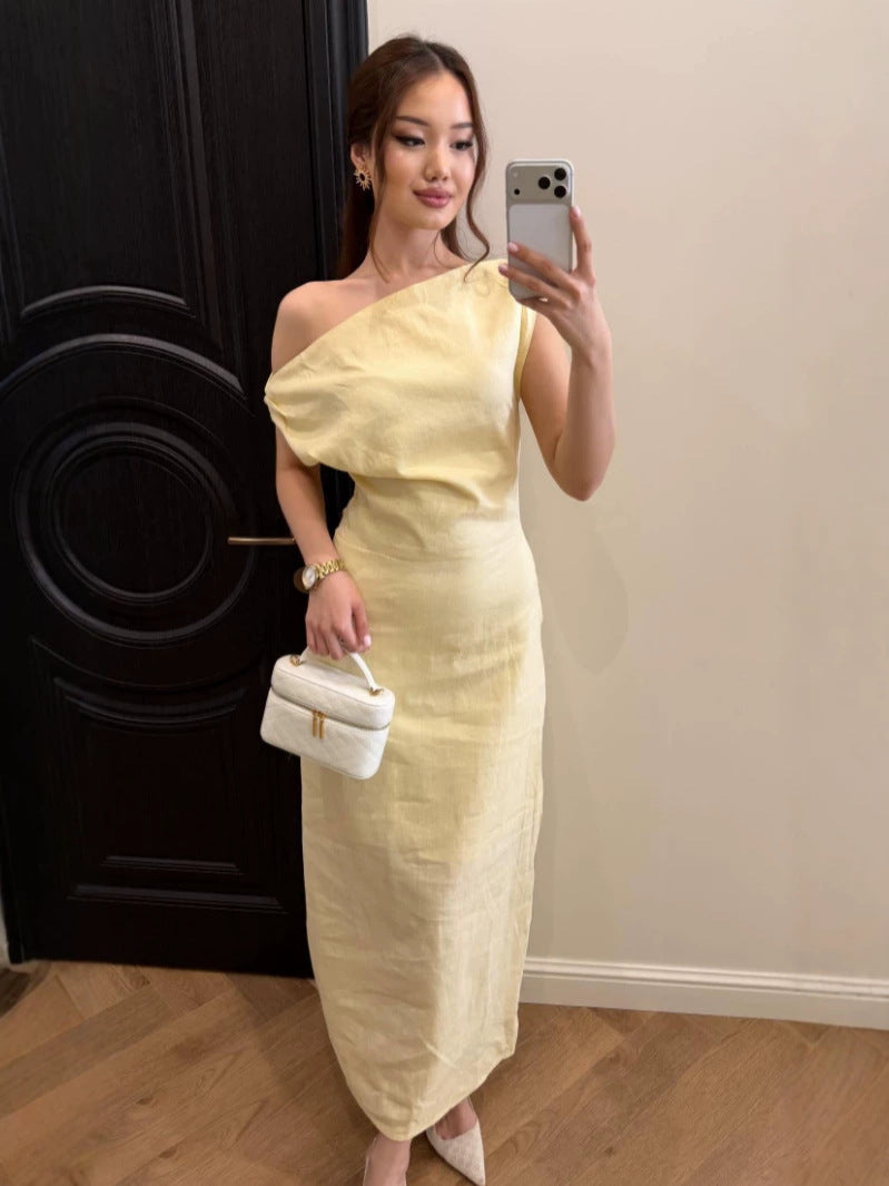 Off-Shoulder Linen Dress