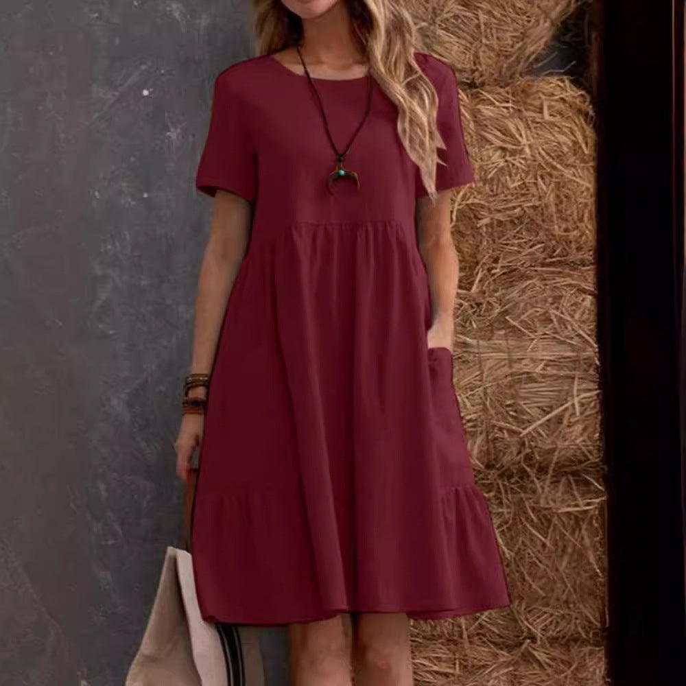 Vintage Loose Pocket Cotton Linen Dress
