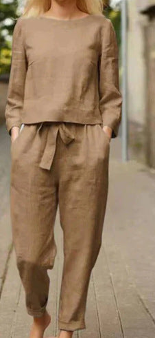 Womens Casual Linen Two-Piece Set