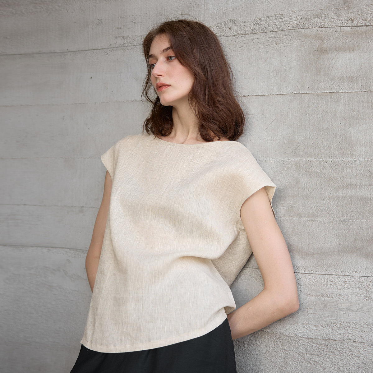 Pure Linen Flutter Sleeve T-shirt
