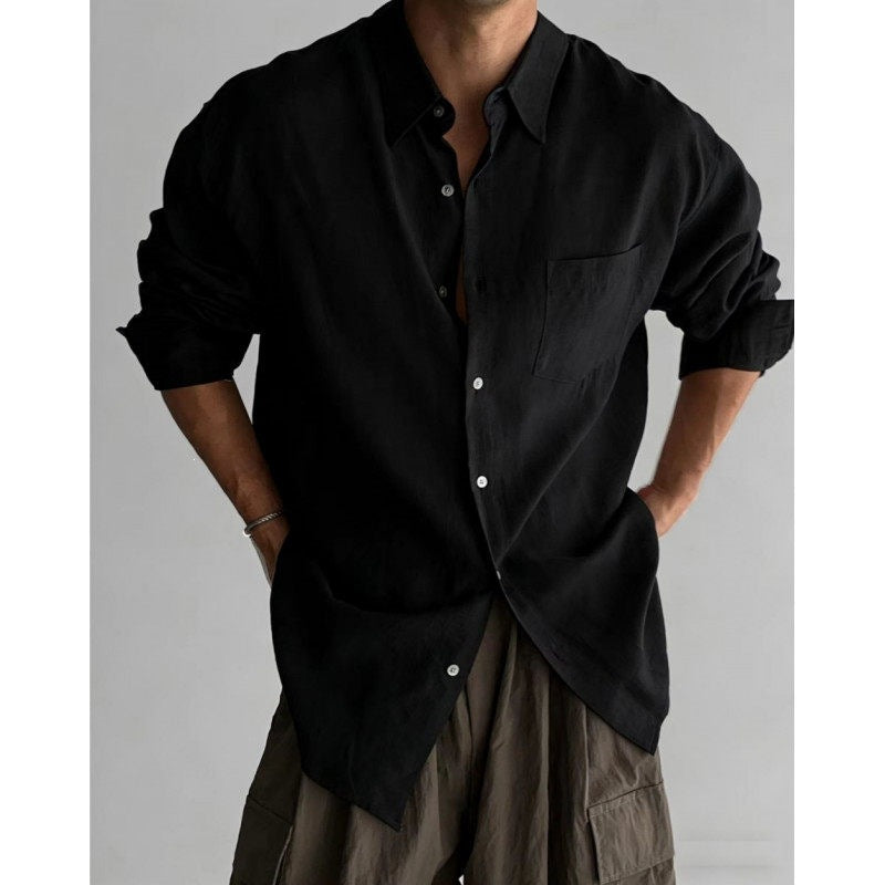Mens Casual Linen Cotton Shirt