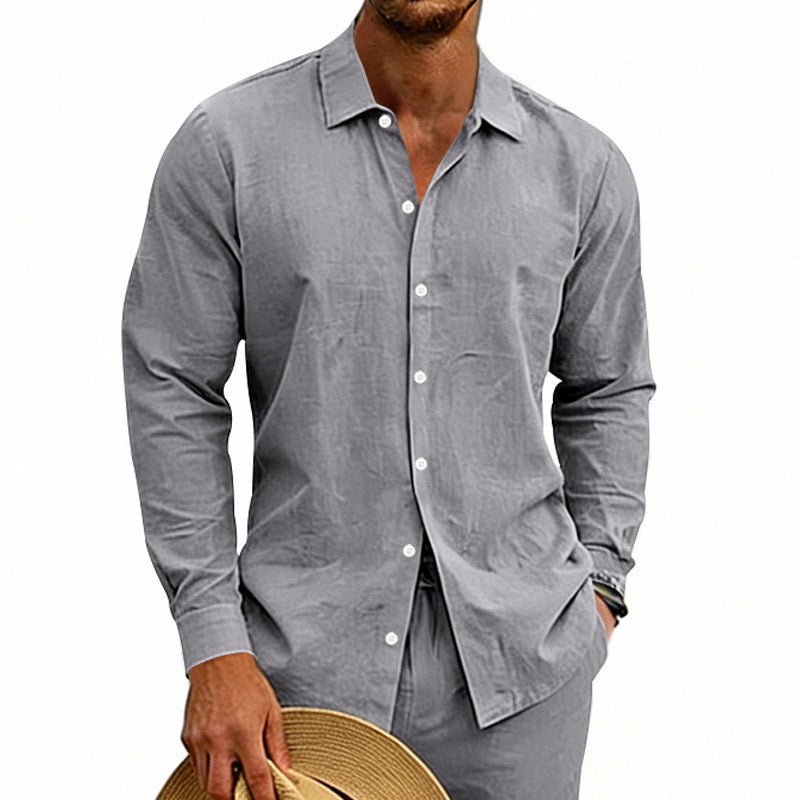 Mens Linen Long Sleeve Casual Shirt