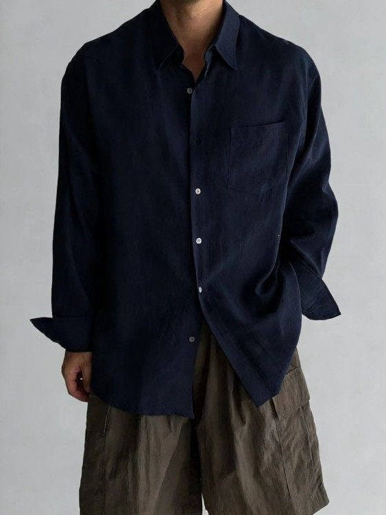 Mens Casual Linen Cotton Shirt