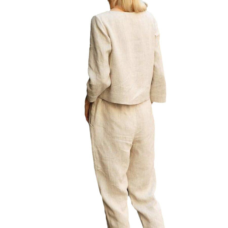 Womens Casual Linen Two-Piece Set