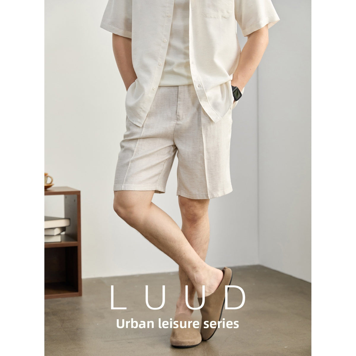 Mens Breathable Linen Casual Shorts