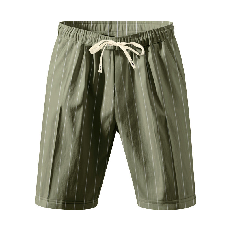 Mens Striped Drawstring Linen Shorts