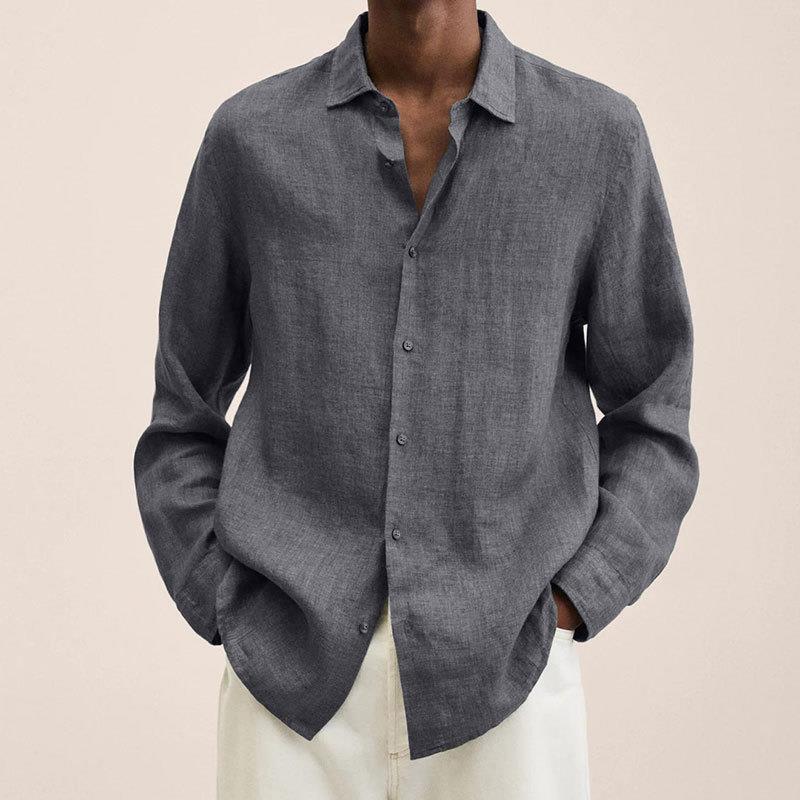 Loose Button Cotton and Linen Cardigan Shirt Men