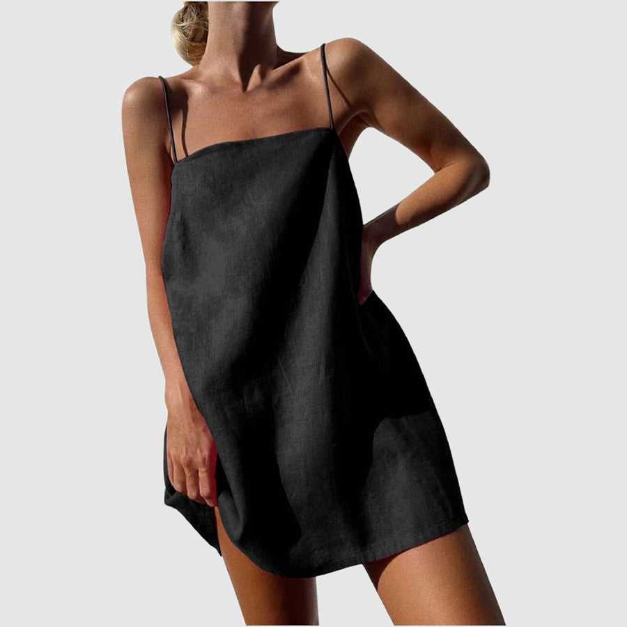Bohemian Cotton Linen Pocket Dress