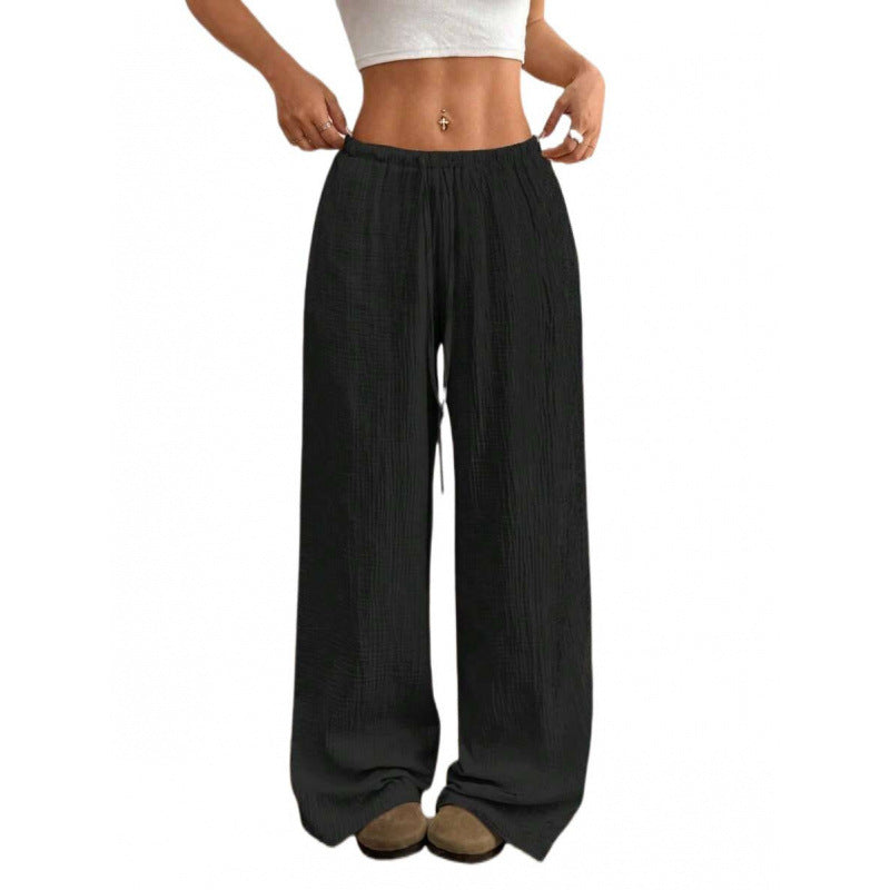 Womens Cotton Linen Wide Leg Pants
