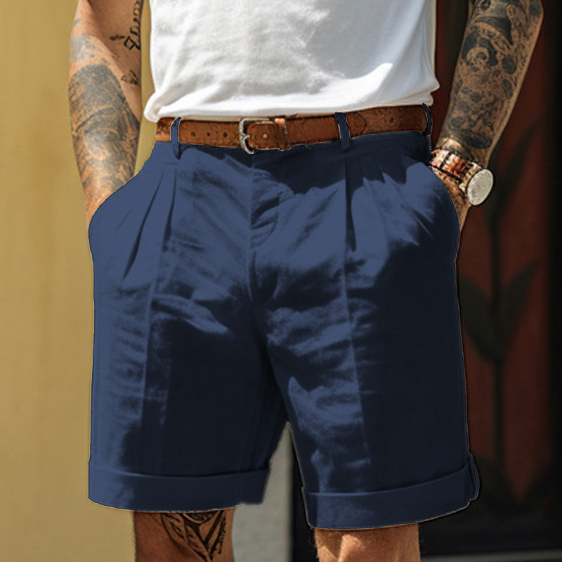 Mens Slim-Fit Linen Casual Shorts
