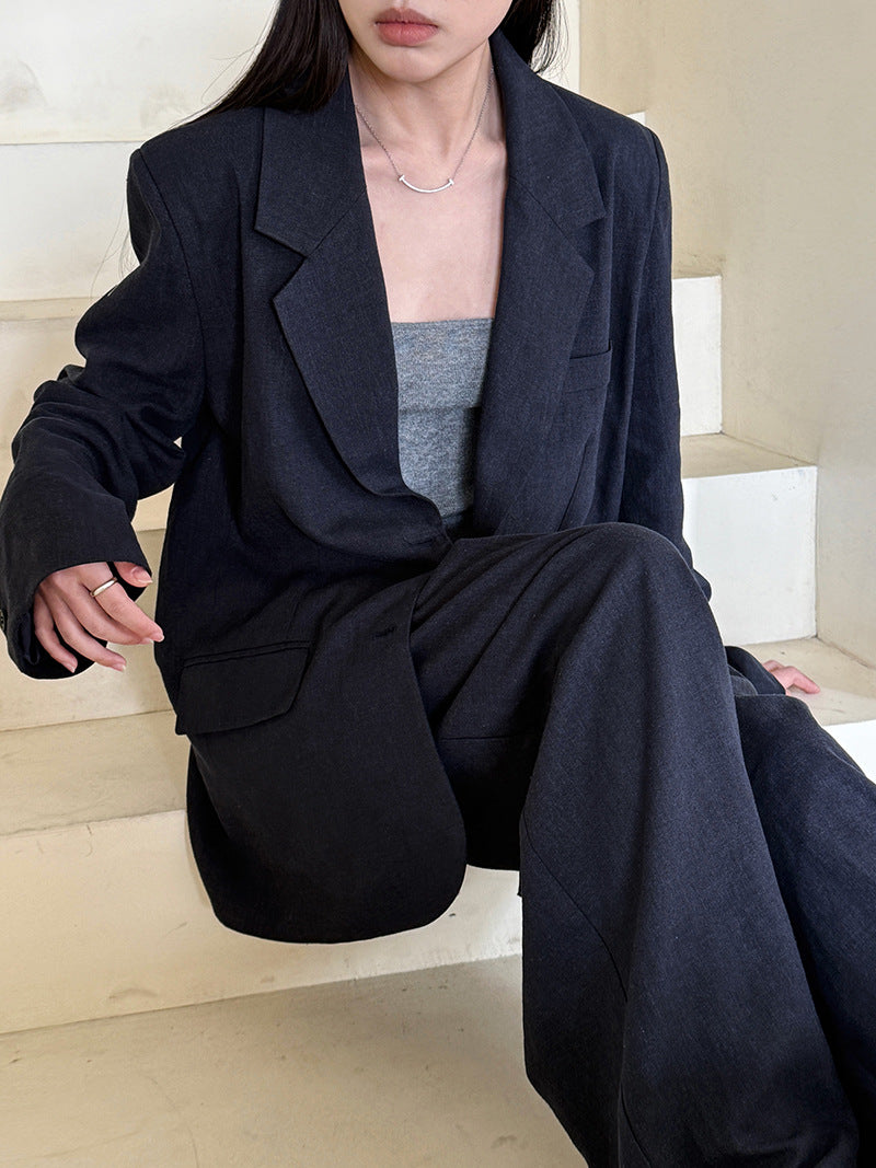 Womens Tencel Linen Blazer