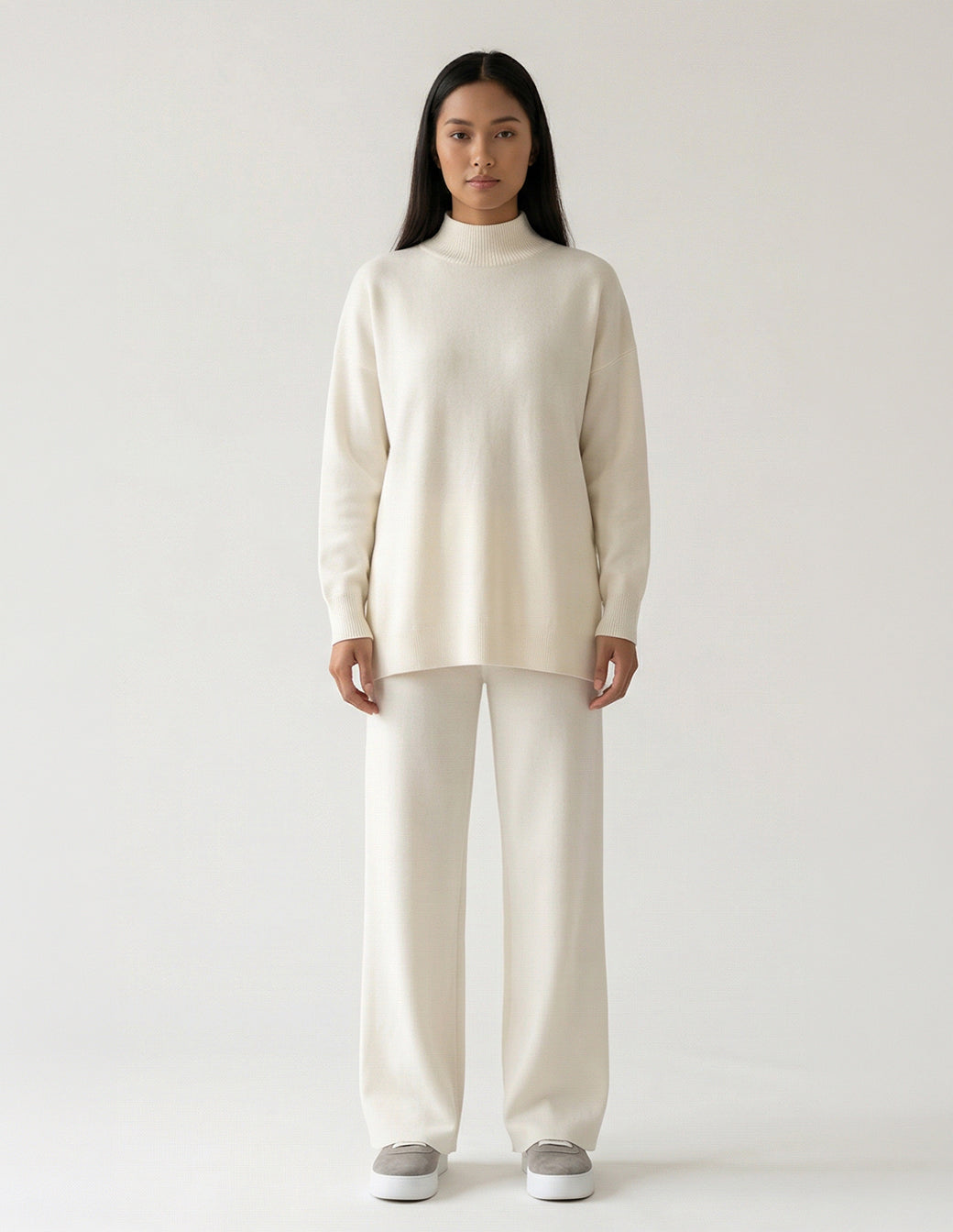 The Half-Turtleneck Knitted Set