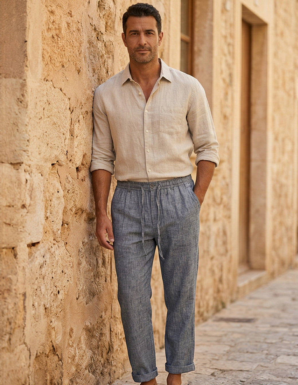 Men’s Lightweight Linen-Cotton Trousers