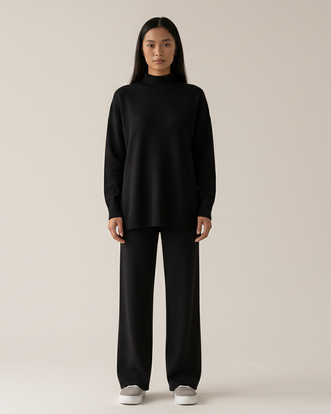 The Half-Turtleneck Knitted Set