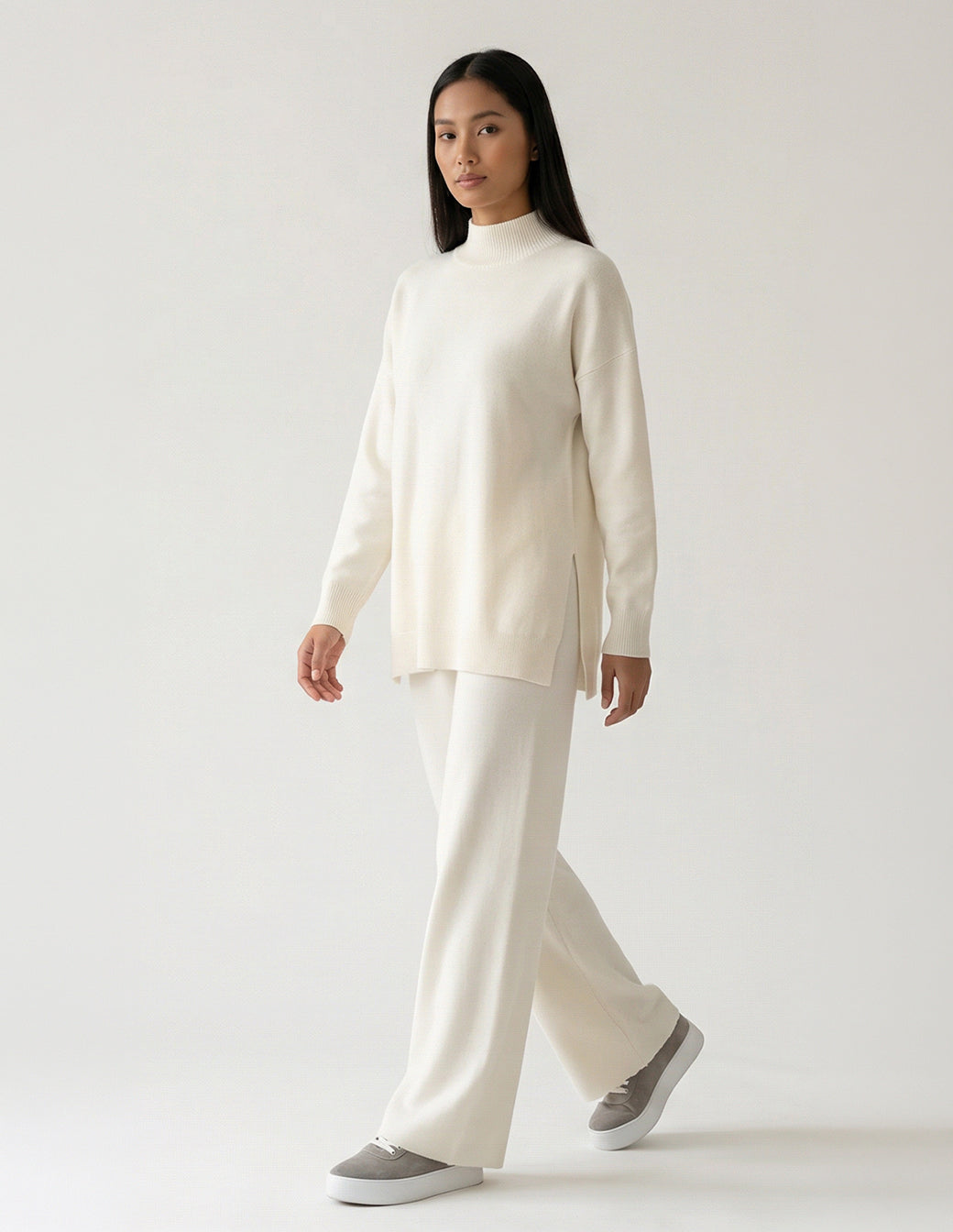 The Half-Turtleneck Knitted Set