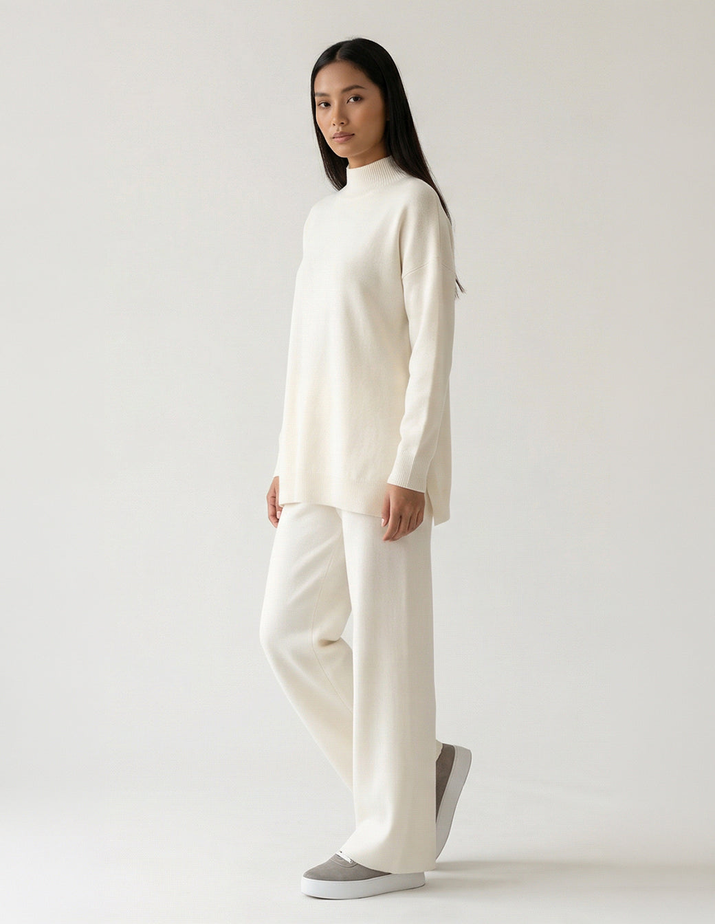 The Half-Turtleneck Knitted Set
