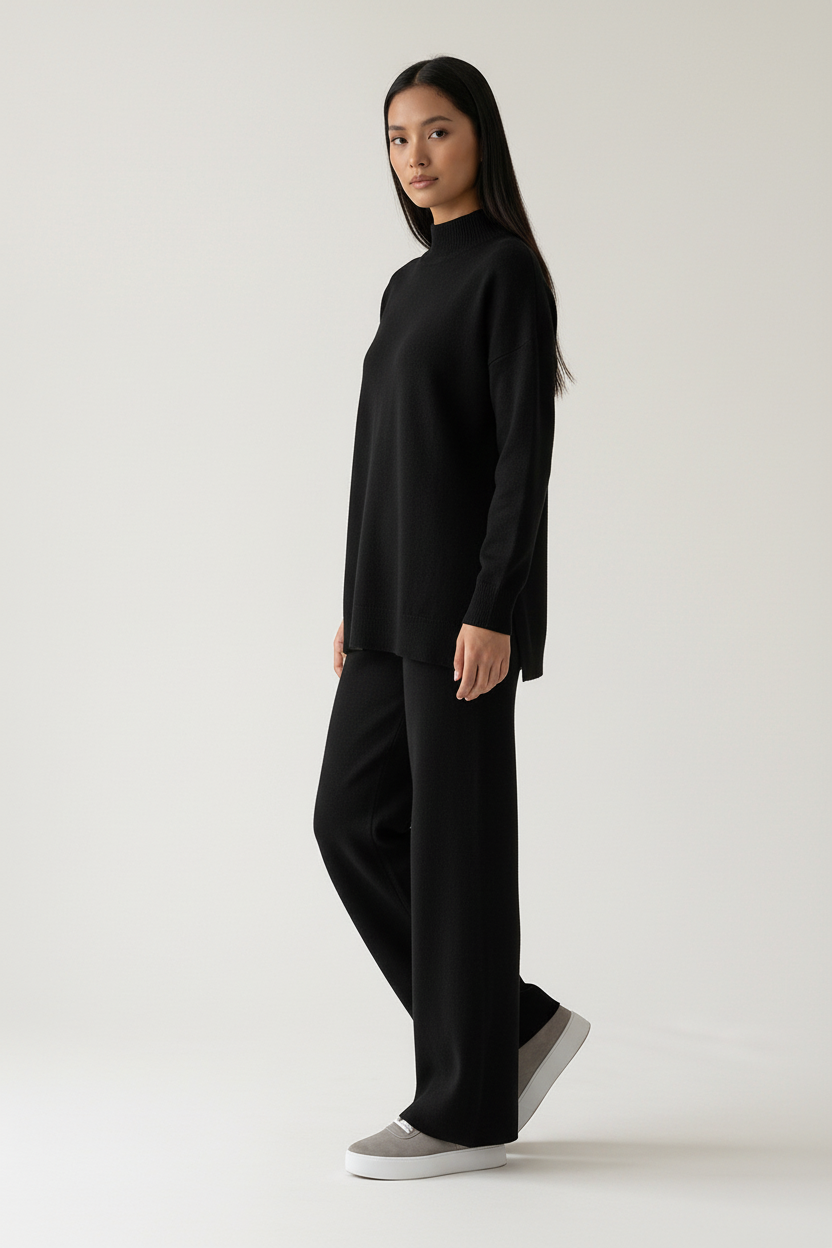 The Half-Turtleneck Knitted Set
