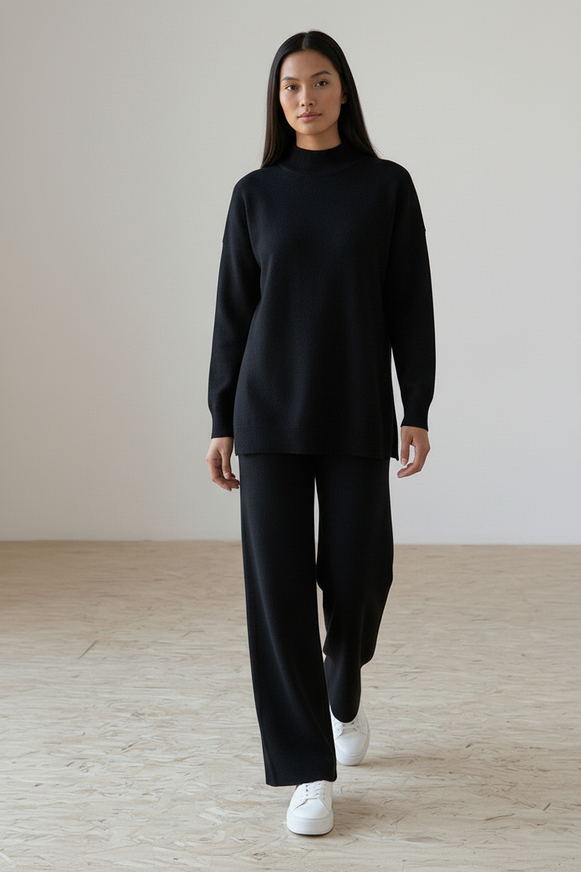 The Half-Turtleneck Knitted Set