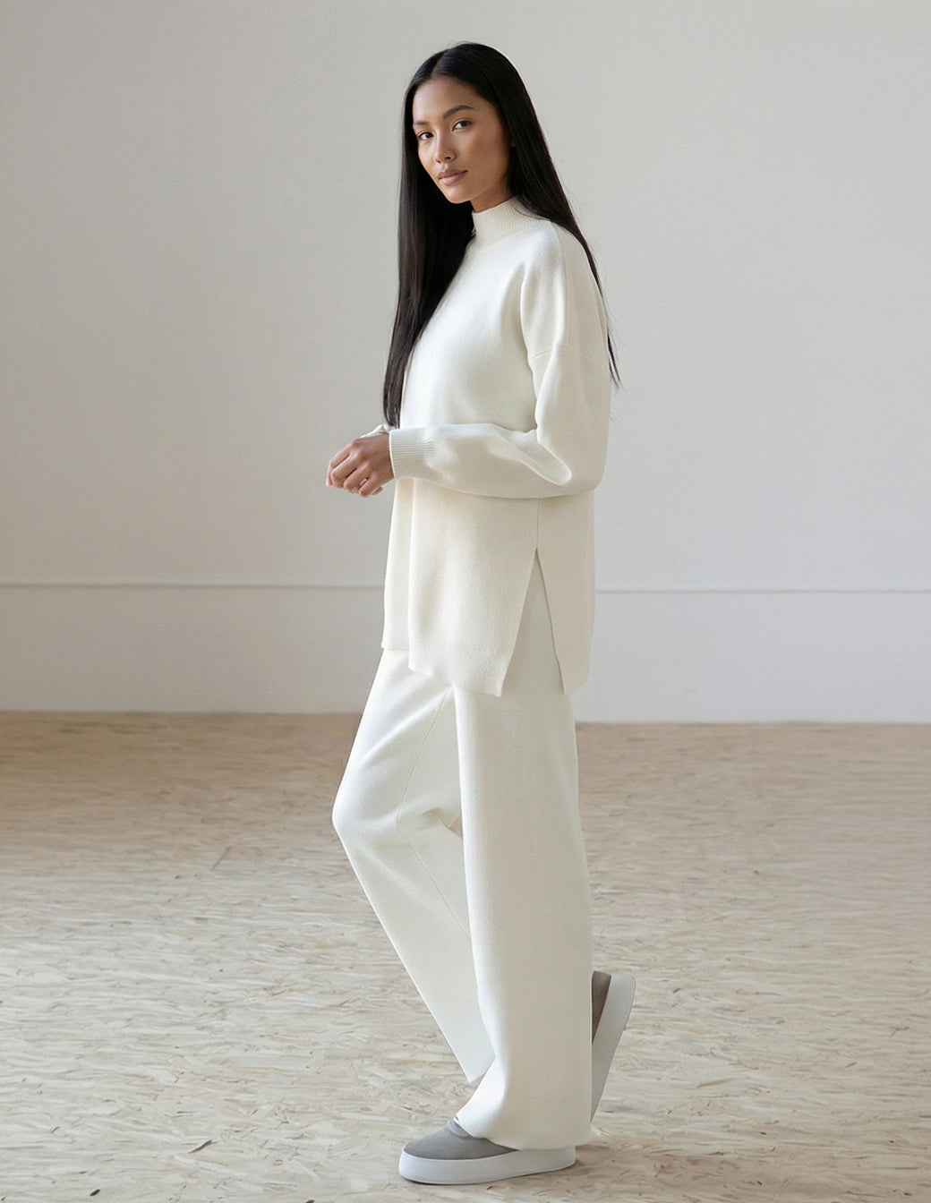 The Half-Turtleneck Knitted Set
