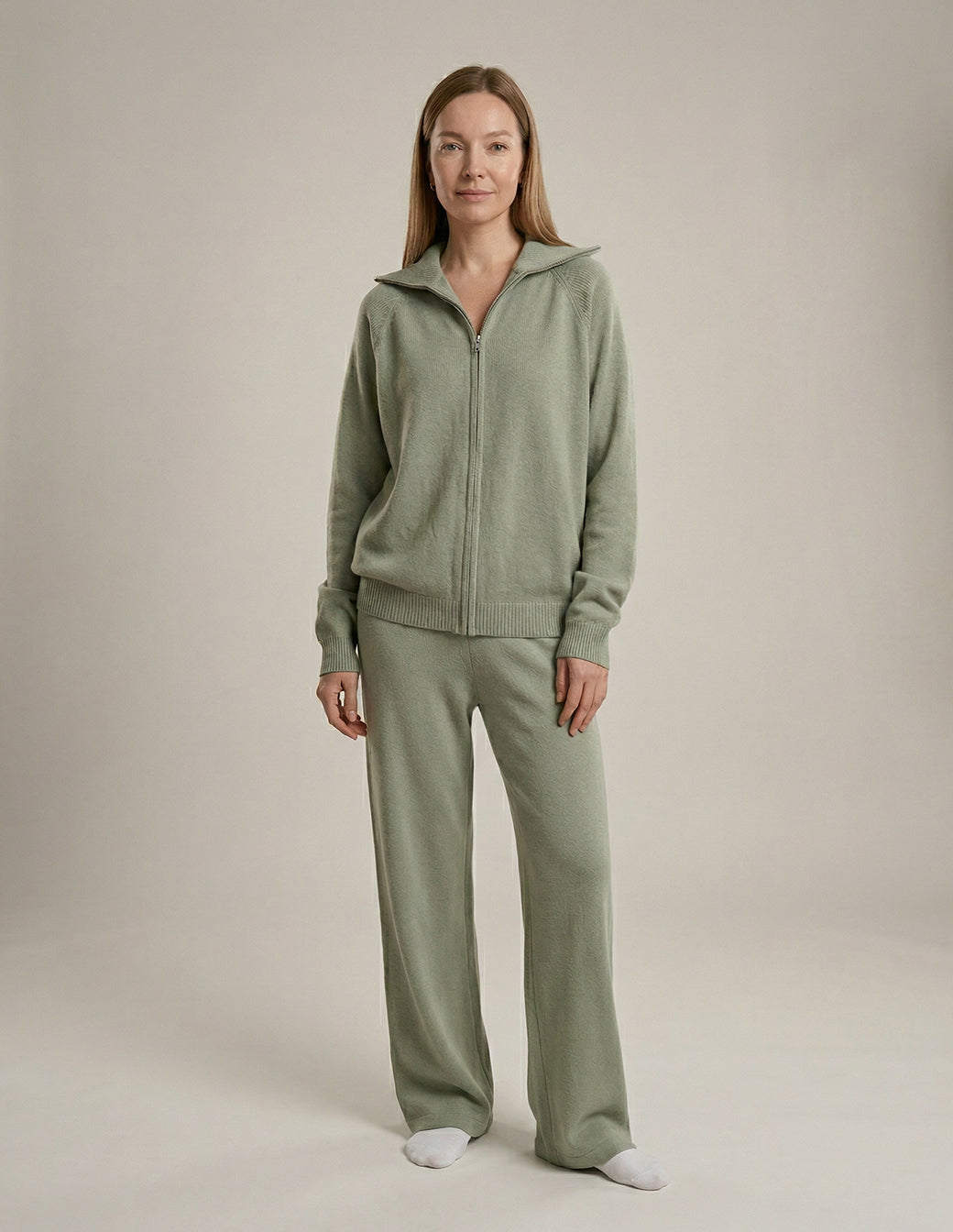The Knit Zip Cardigan & Wide Leg Set