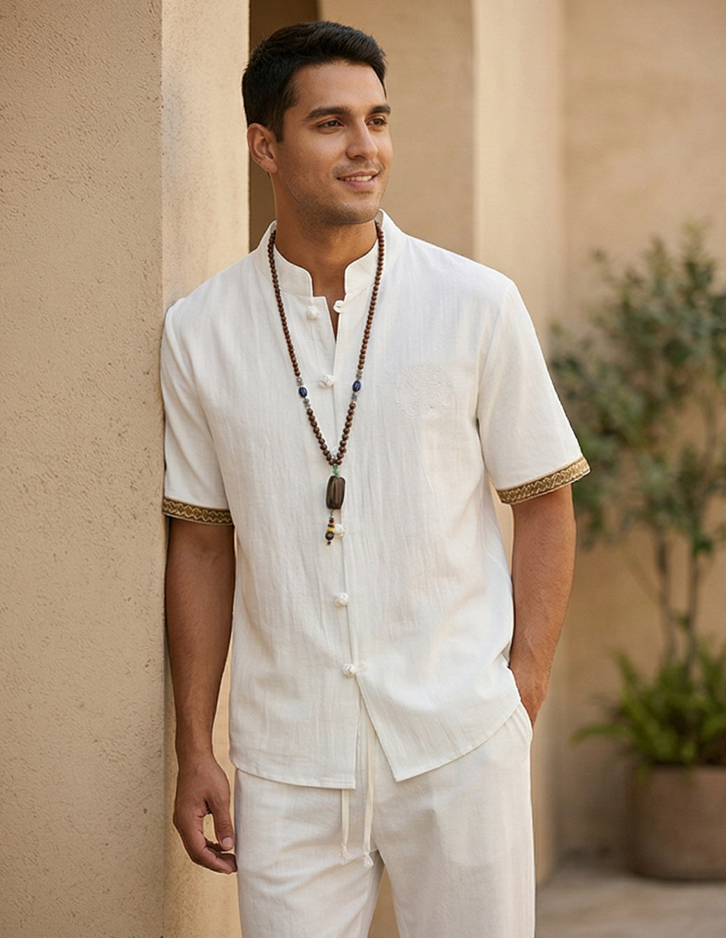 The Men’s Cotton-Linen Tang Suit Set