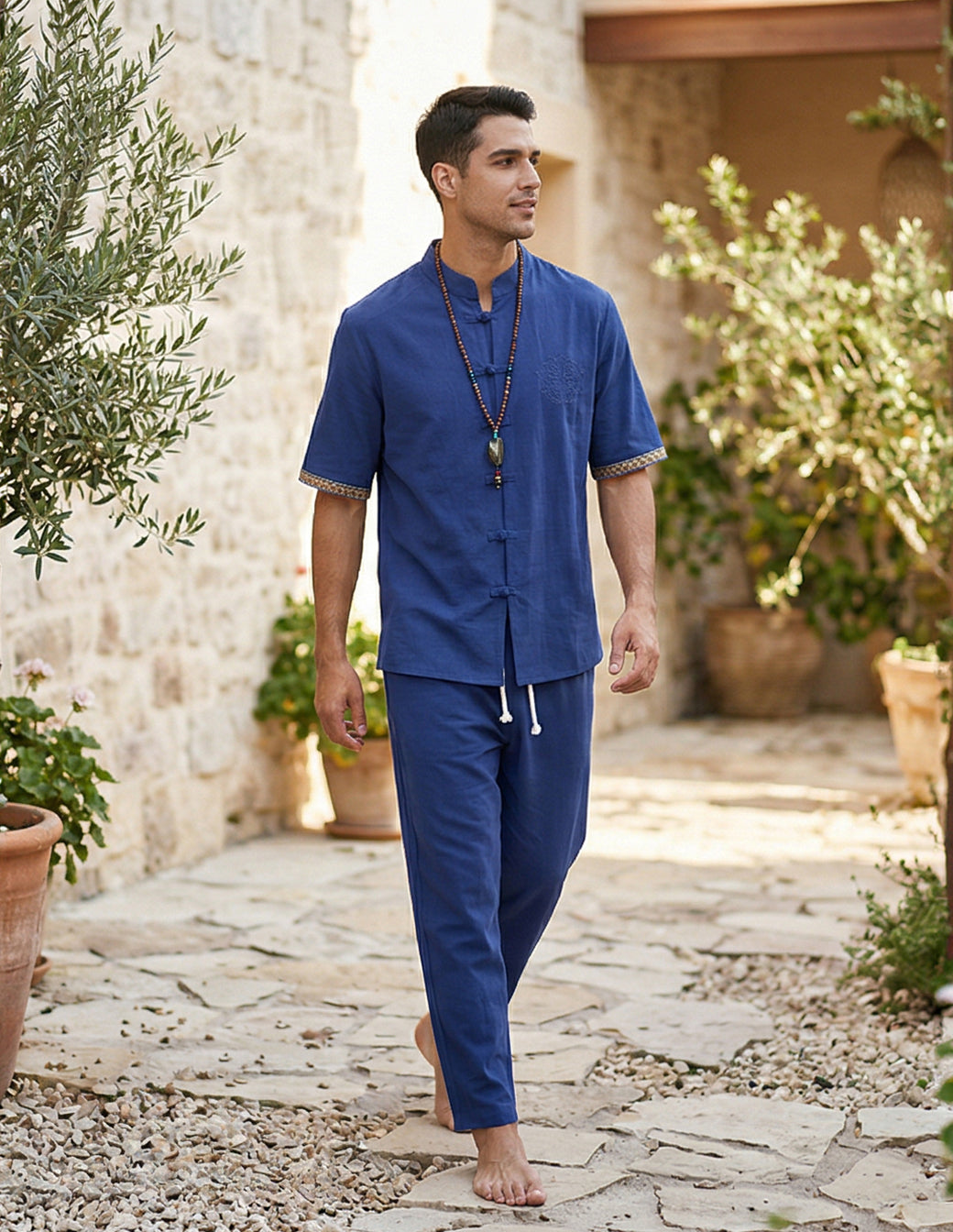 The Men’s Cotton-Linen Tang Suit Set