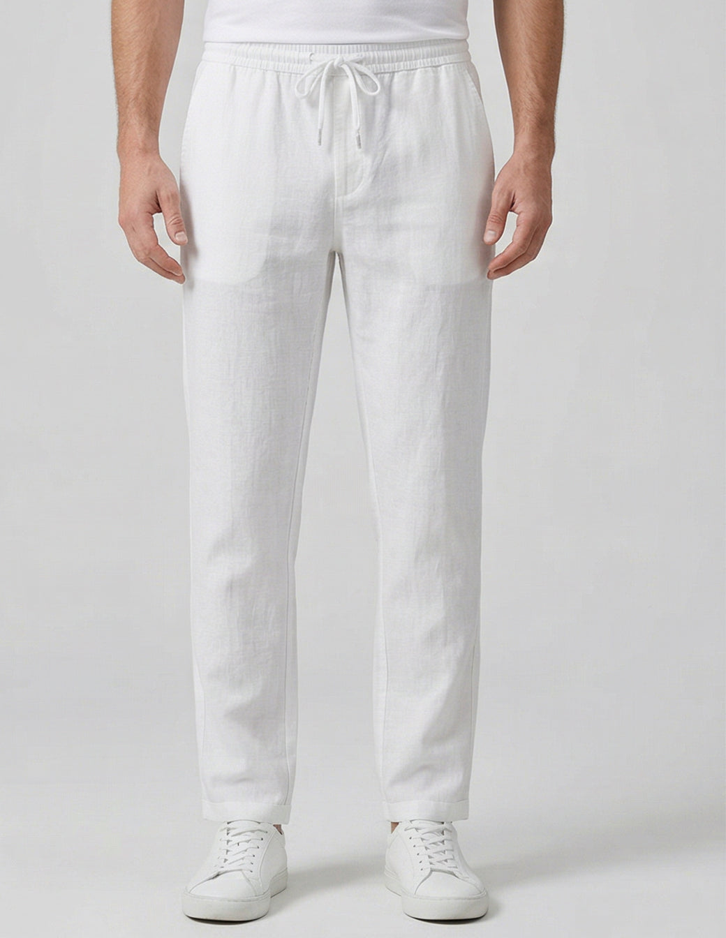 Cotton-Linen Straight Trousers