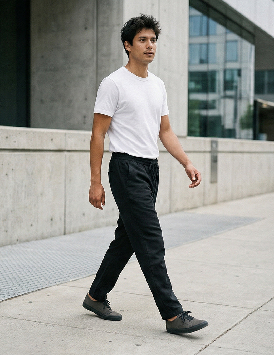 Cotton Linen Baggy Streetwear Trousers