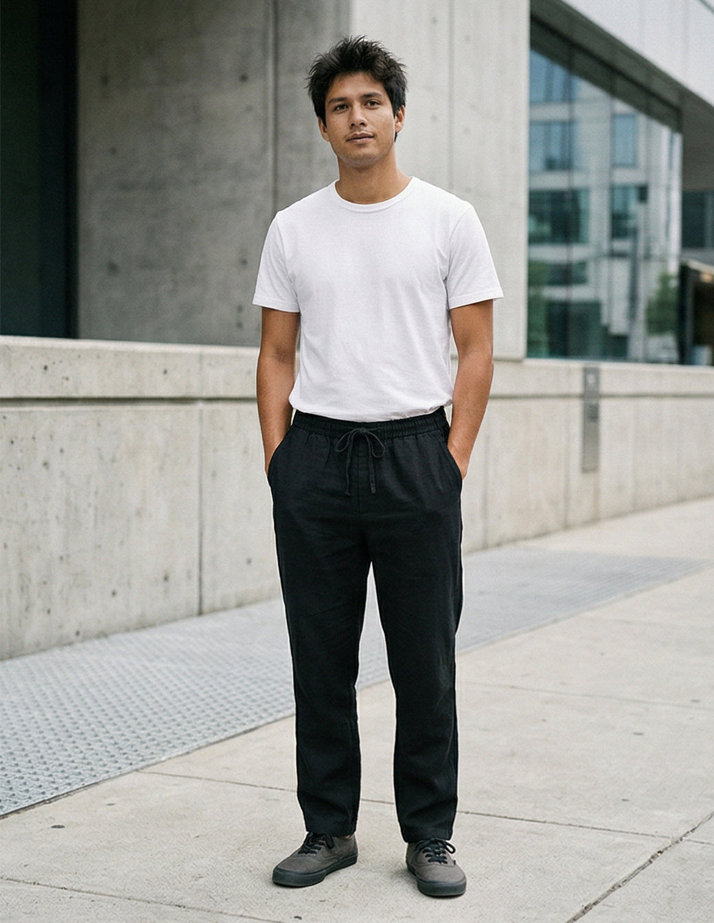 Cotton Linen Baggy Streetwear Trousers