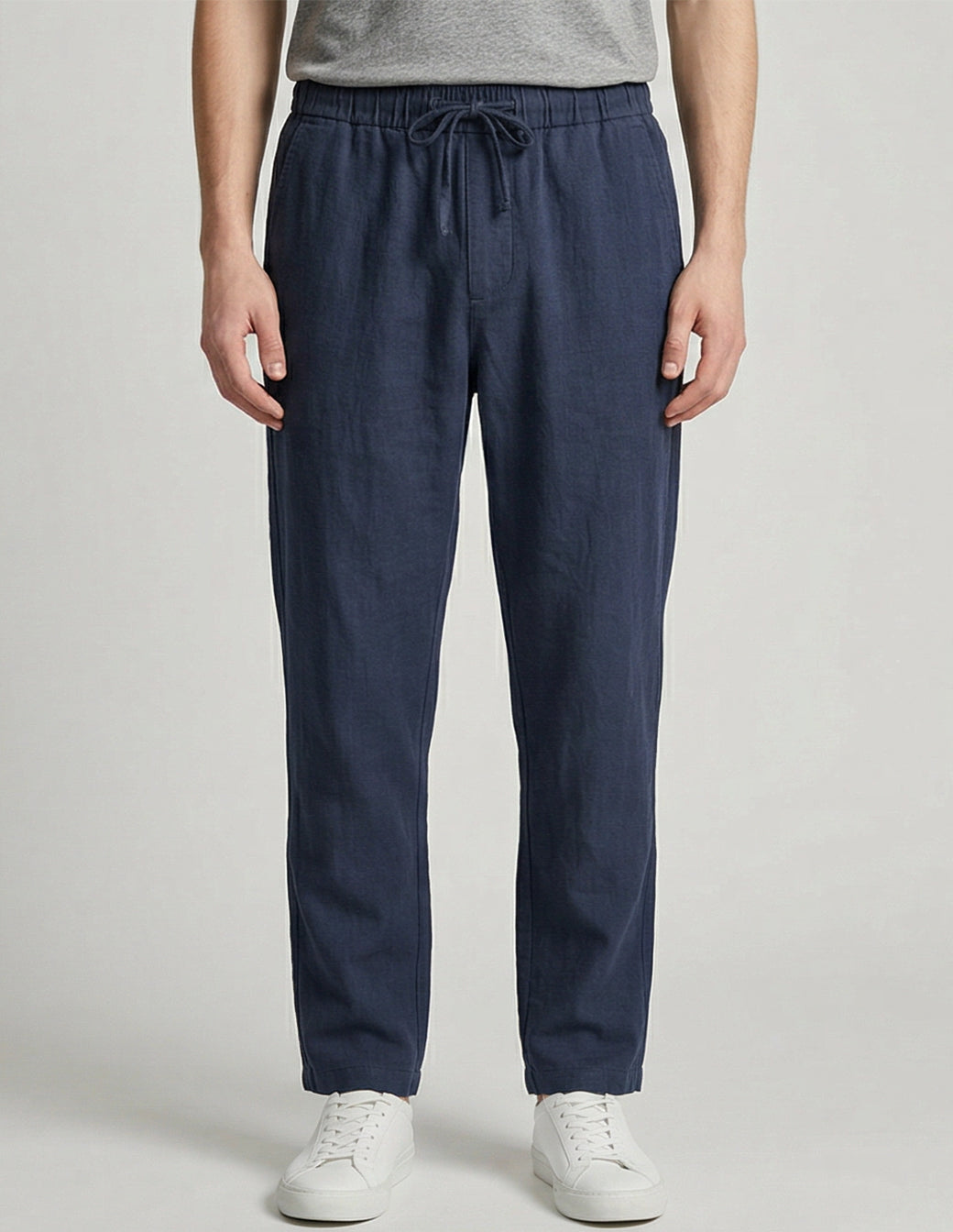 Cotton-Linen Straight Trousers