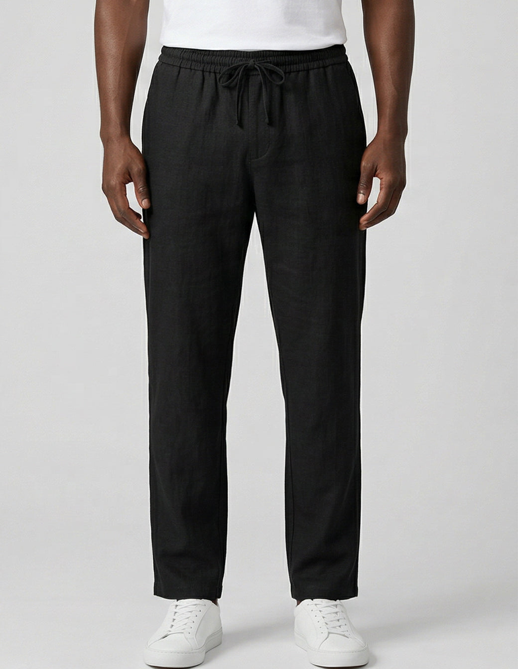 Cotton-Linen Straight Trousers