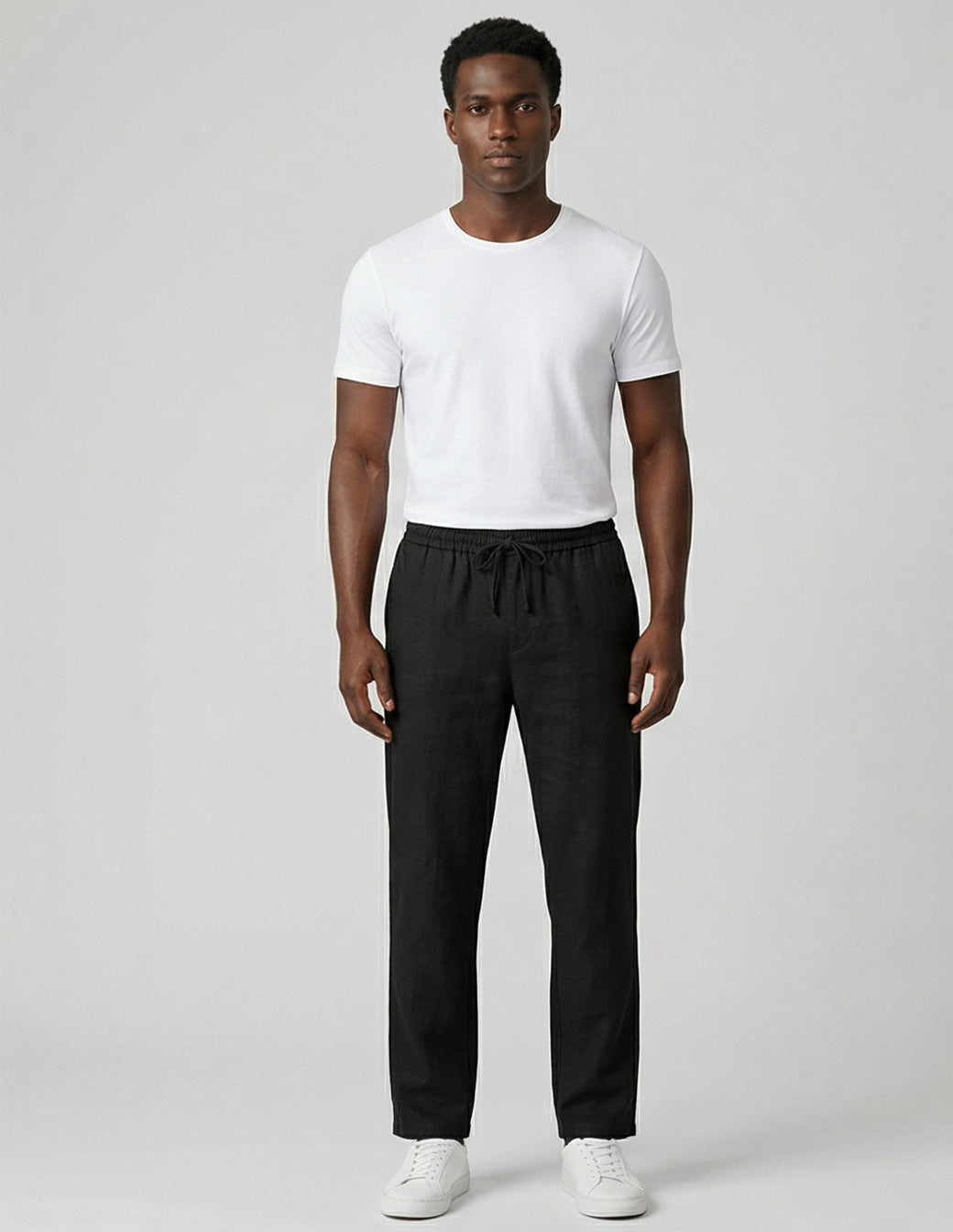 Cotton-Linen Straight Trousers