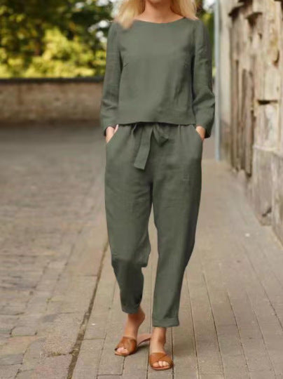 Womens Casual Linen Two-Piece Set