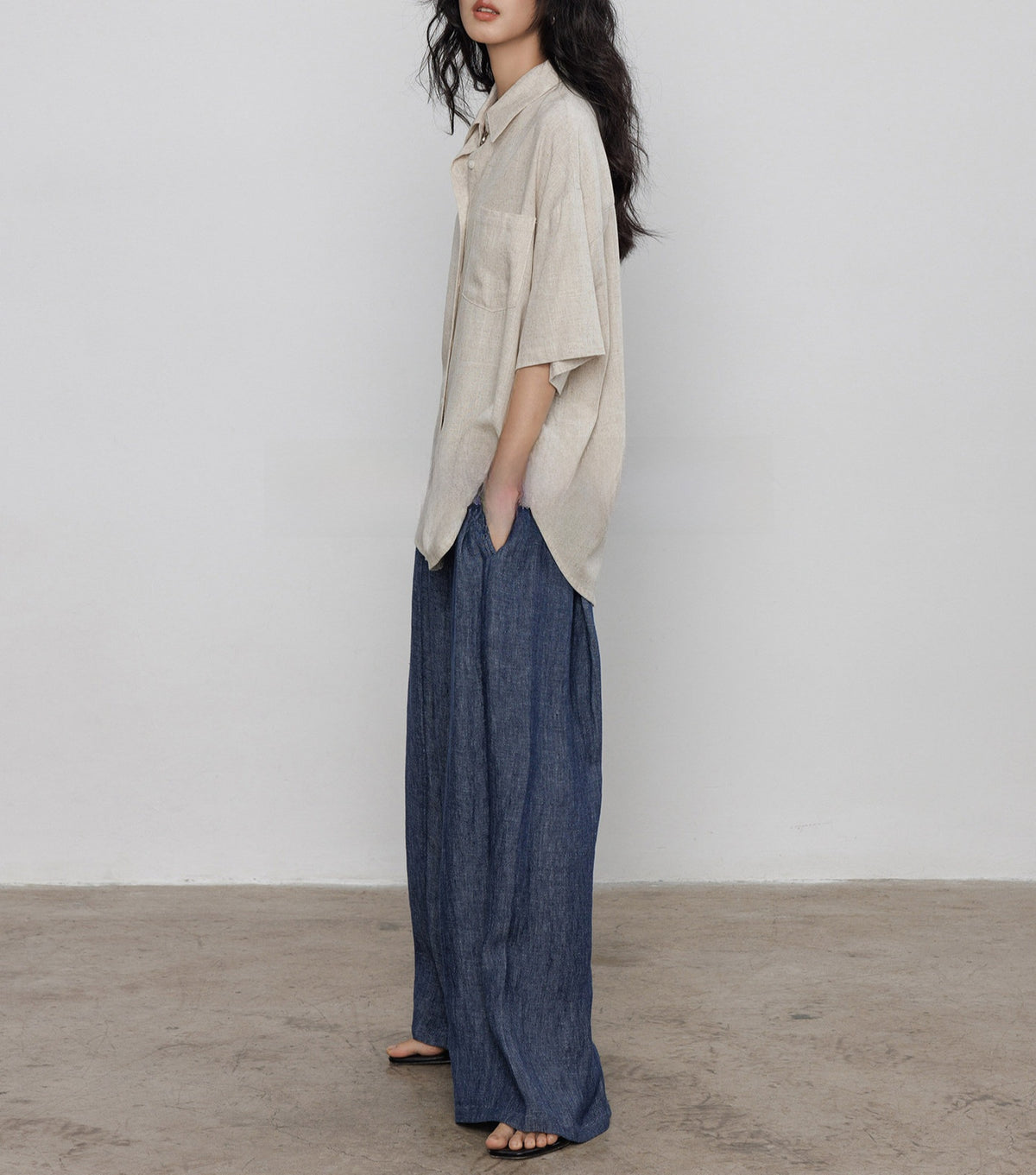 Women Short Sleeve Linen Shirt