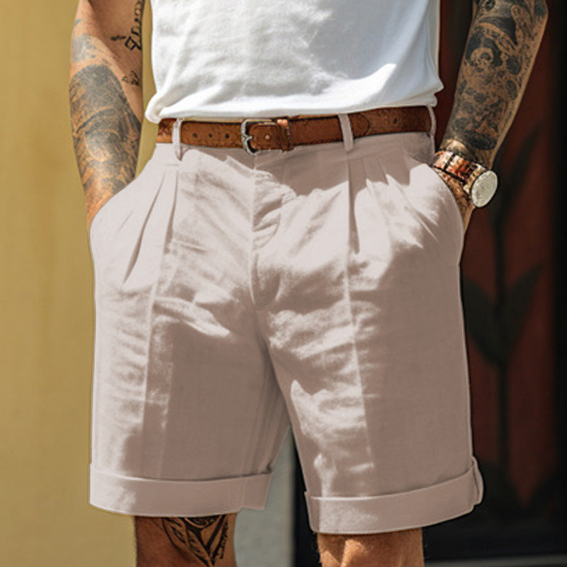 Mens Slim-Fit Linen Casual Shorts