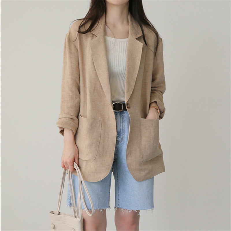 Womens Linen Blend Short Suit