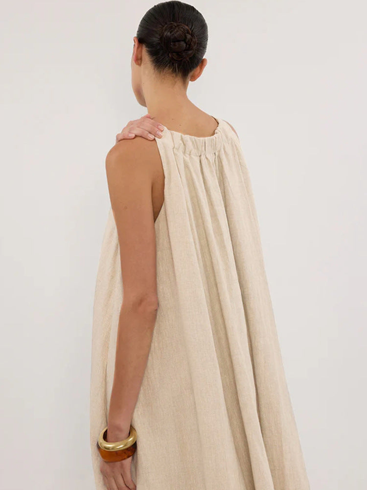 Linen-blend dress