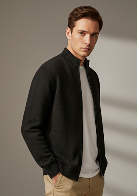 The 100% Merino Wool Zipper Cardigan